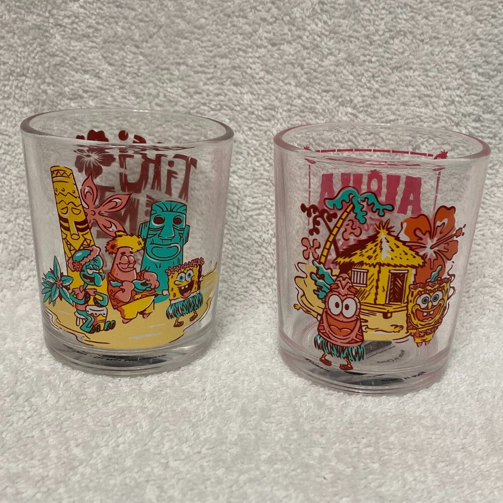 Nickelodeon SpongeBob SquarePants Set of 2 3" Aloha Tiki Juice Glasses